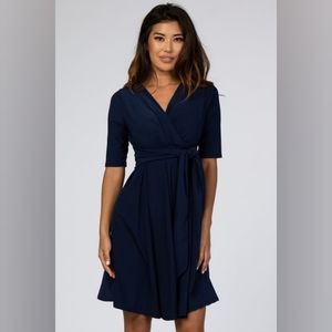 Pinkblush Navy Wrap Tie Dress